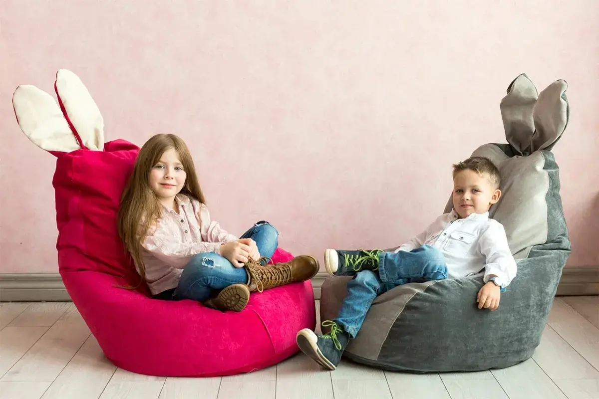 Кресло-мешок Зайчик (Микровельвет) Малиновый — купить в Озерце