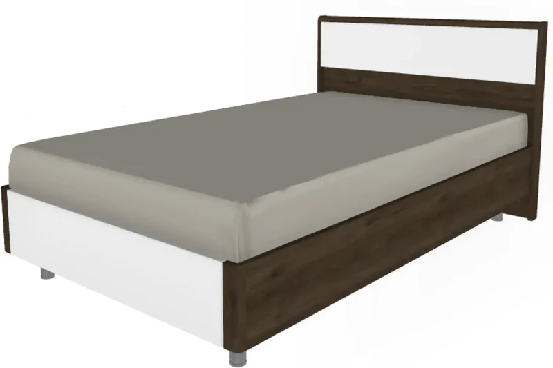 Кровать КР-5001-ГТ-БГ (Гикори Джексон Темный/Белый Бриллиант Глянцевый) - купить в Озерце