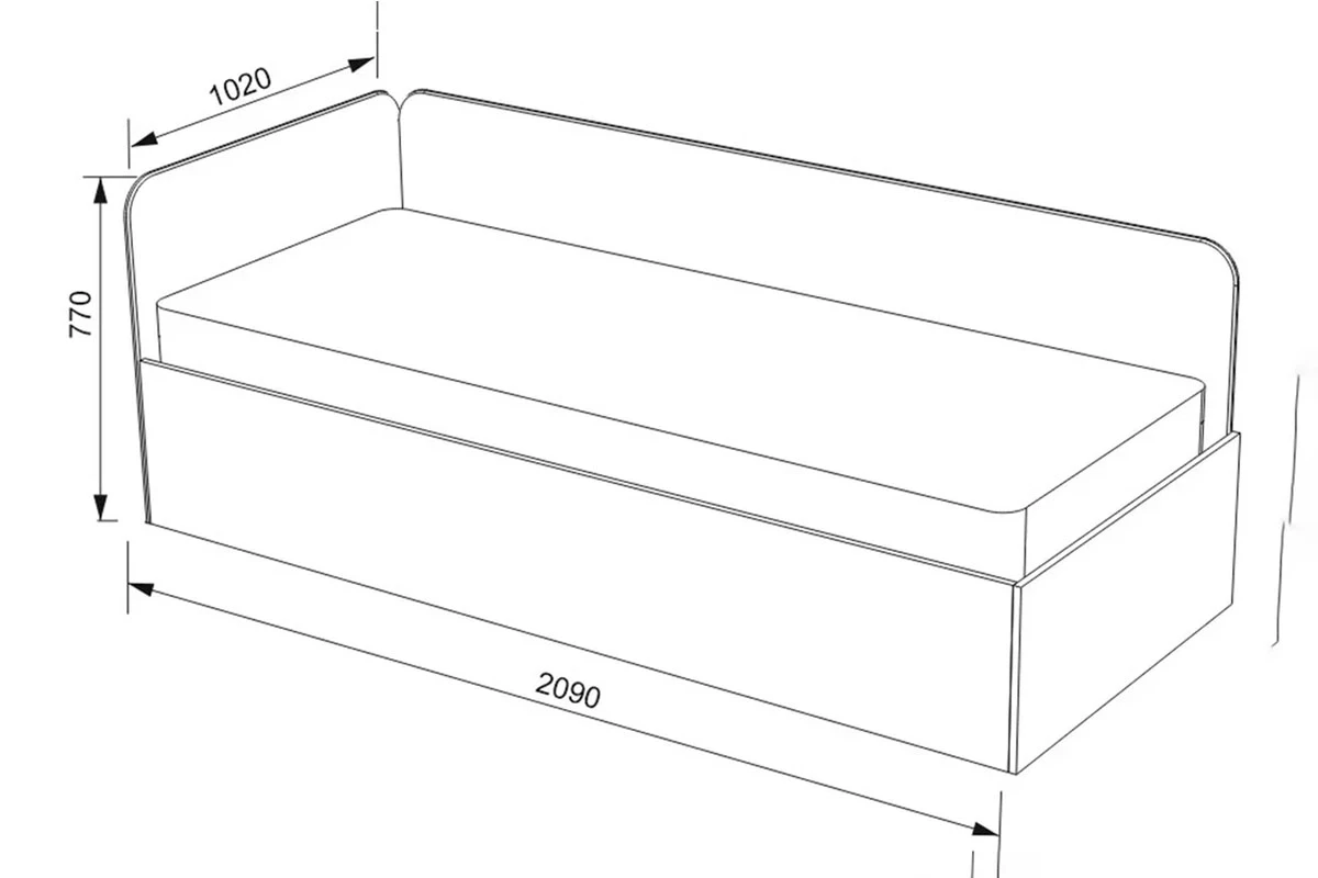 Кровать угловая Джеки с ПМ (122) 90х200 (Светло-зеленый/Velutto 14) - купить в Озерце