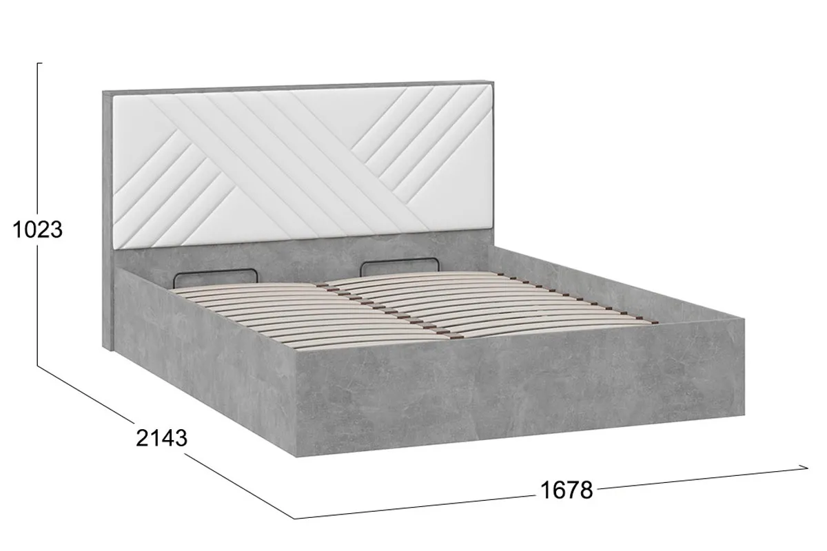 Кровать универсальная Хилтон Тип 1 с ПМ и заглушиной 160х200 (Ателье светлый/Белый) - купить в Озерце