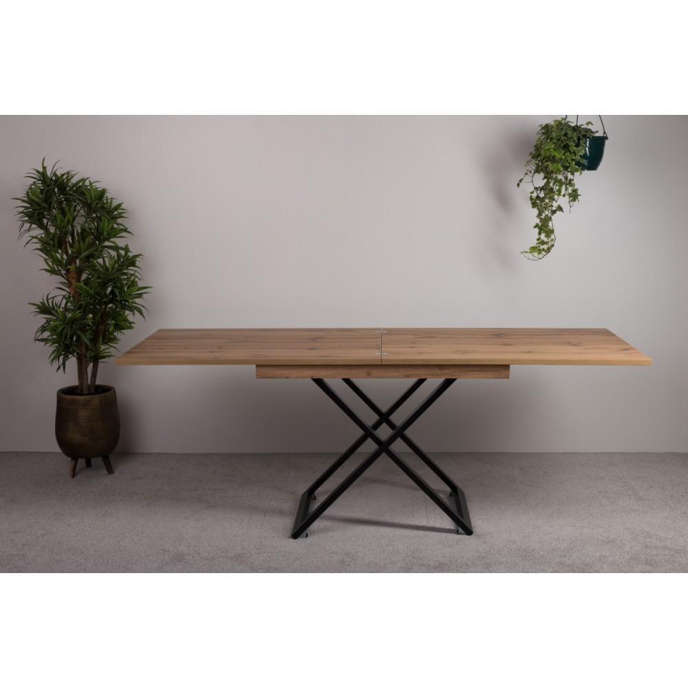 Стол-трансформер CROSS дуб вотан/черная опора - купить в Озерце