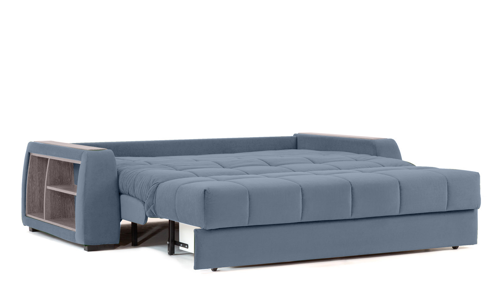Диван - кровать Domo Pro с полками цвета ясень, стежка квадрат, ткань Casanova Ice 140x216 — в мебель-центре Озерцо