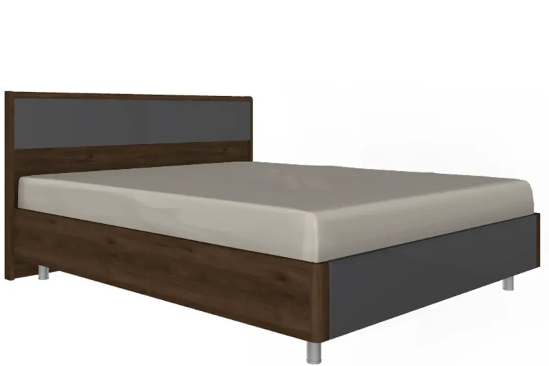 Кровать КР-5003-ГТ-АМ 160х200 (Гикори Джексон Темный/Антрацит Матовый) - купить в Озерце