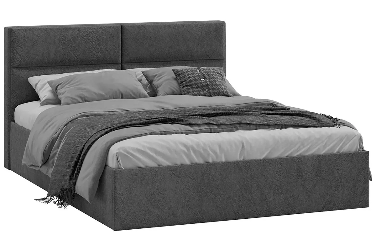 Кровать универсальная Глосс с ПМ Тип 1 без заглушины 160х200 (Микровелюр/Wellmart Graphite) - купить в Озерце