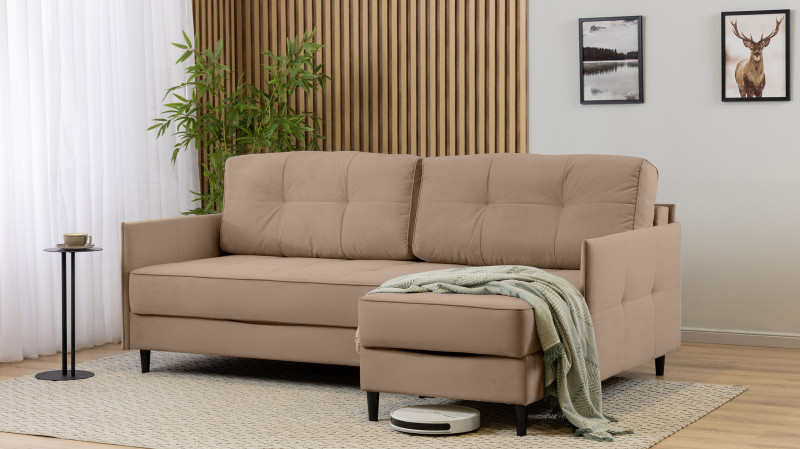 Диван Amani Pro угловой с узкими подлокотниками, ножки: пластик, Тк. Casanova Stone 156x217 — купить в Озерце