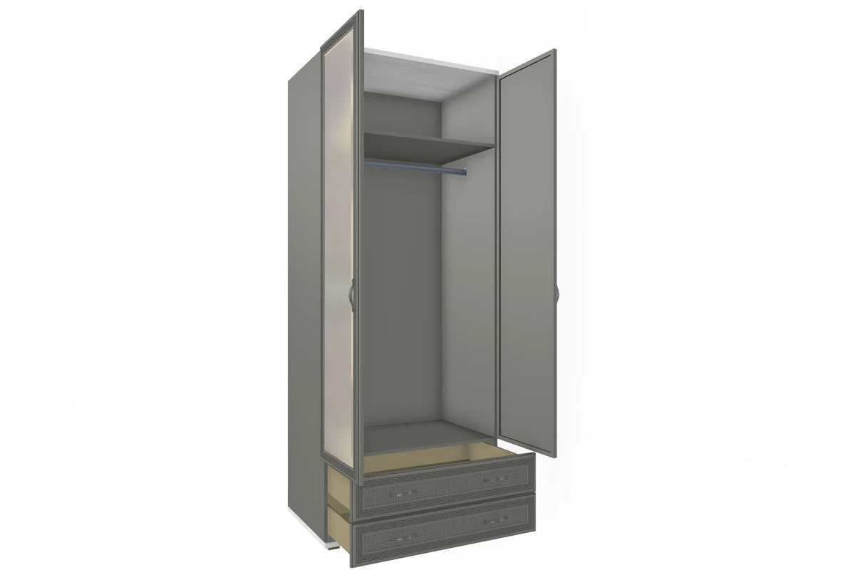 Шкаф для одежды и белья ШК-1007-СЯ-СО (Снежный Ясень/Серый Оникс) в мебель-центре Озерцо