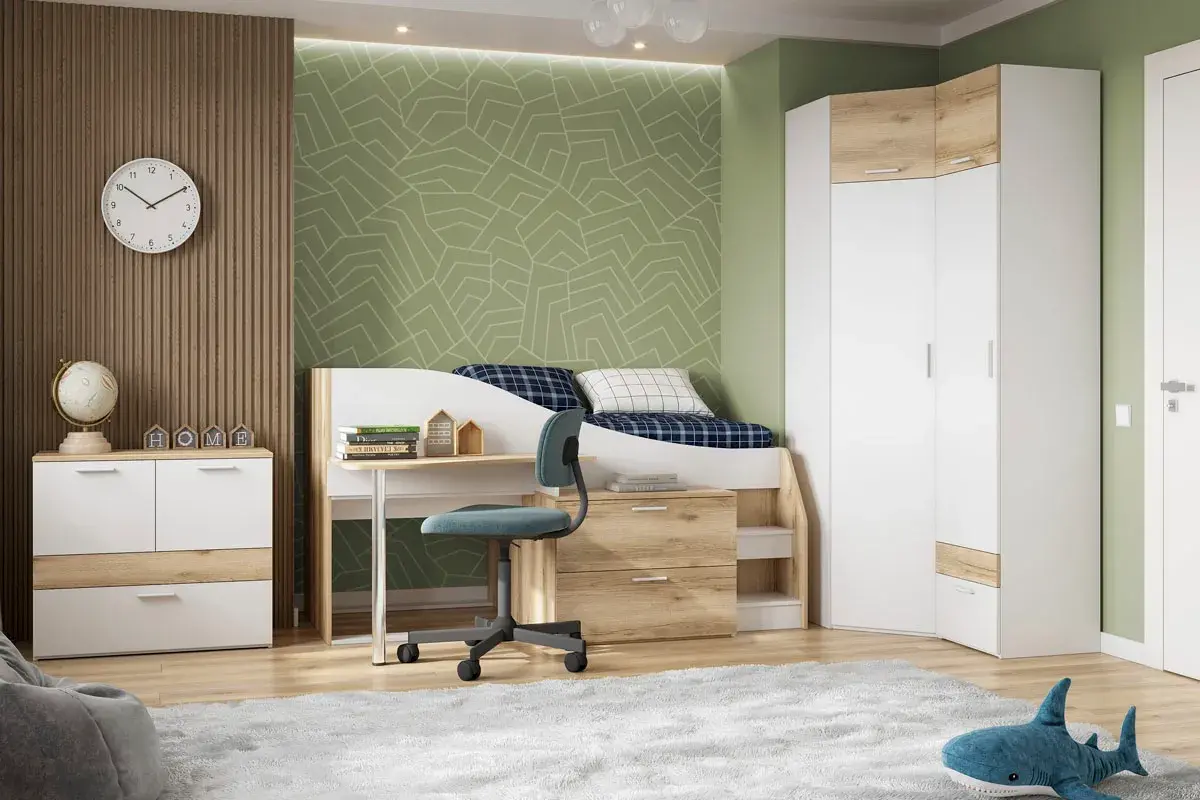 Комод Геометрия-8 (Белый/Делано светлый) — Мебель-центр Озерцо