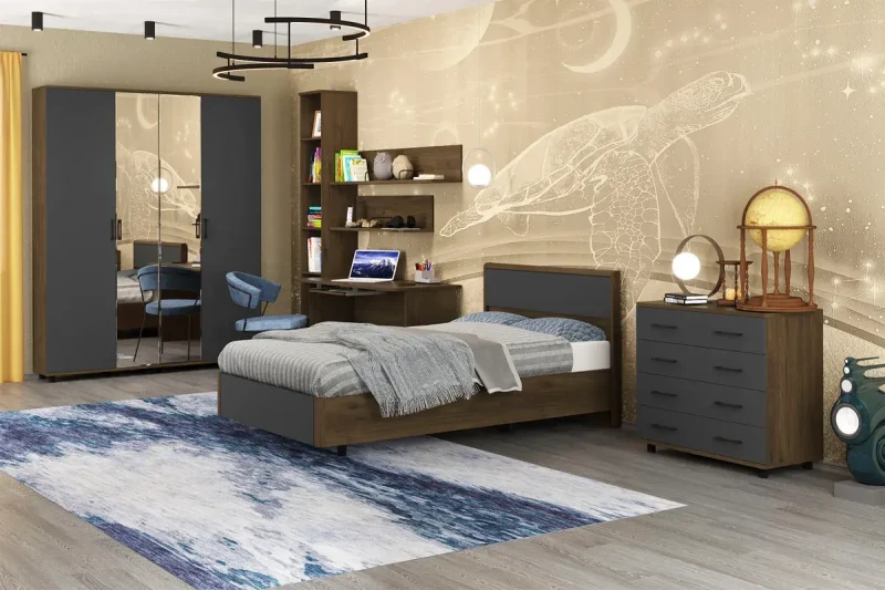 Детская Грейс композиция 10 (Гикори Джексон Темный/Антрацит Матовый) — Мебель-центр Озерцо