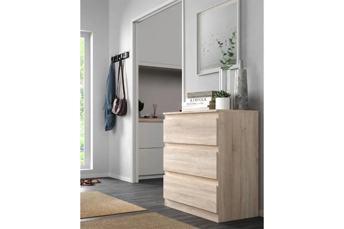 Комод Stern Т-3 (16 мм) 3 ящика Дуб Сонома (72674921) — Мебель-центр Озерцо