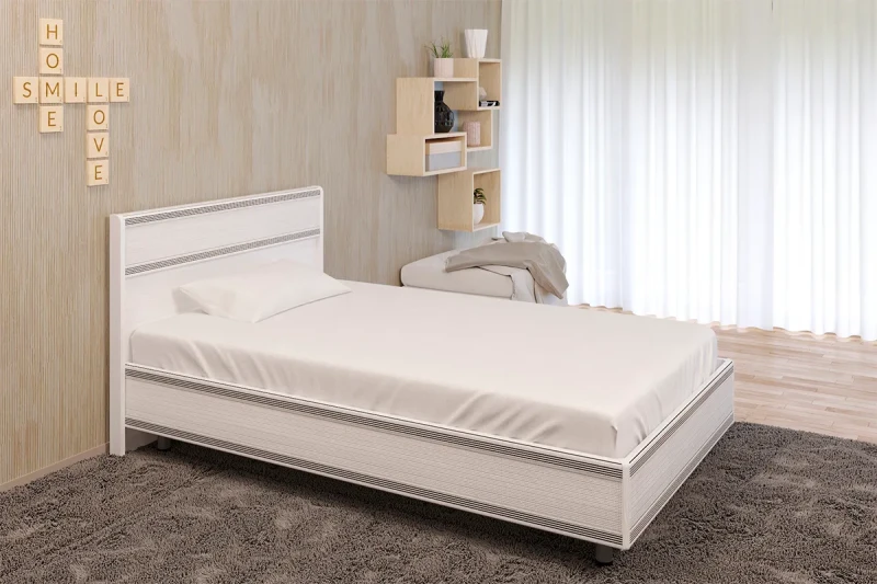 Кровать КР-2001 120х200 (Снежный Ясень) - купить в Озерце