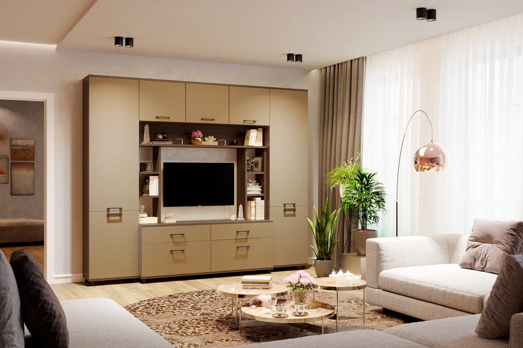 Тумба ТБ-5029-ГТ-ЛМ (Гикори Джексон темный/Латте матовый) — Мебель-центр Озерцо