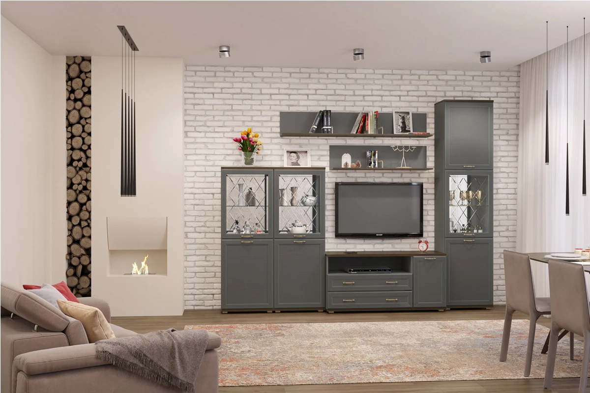 Шкаф многоцелевой ШК-1050-ГТ-СО (Гикори Джексон Темный/Серый Оникс) в мебель-центре Озерцо