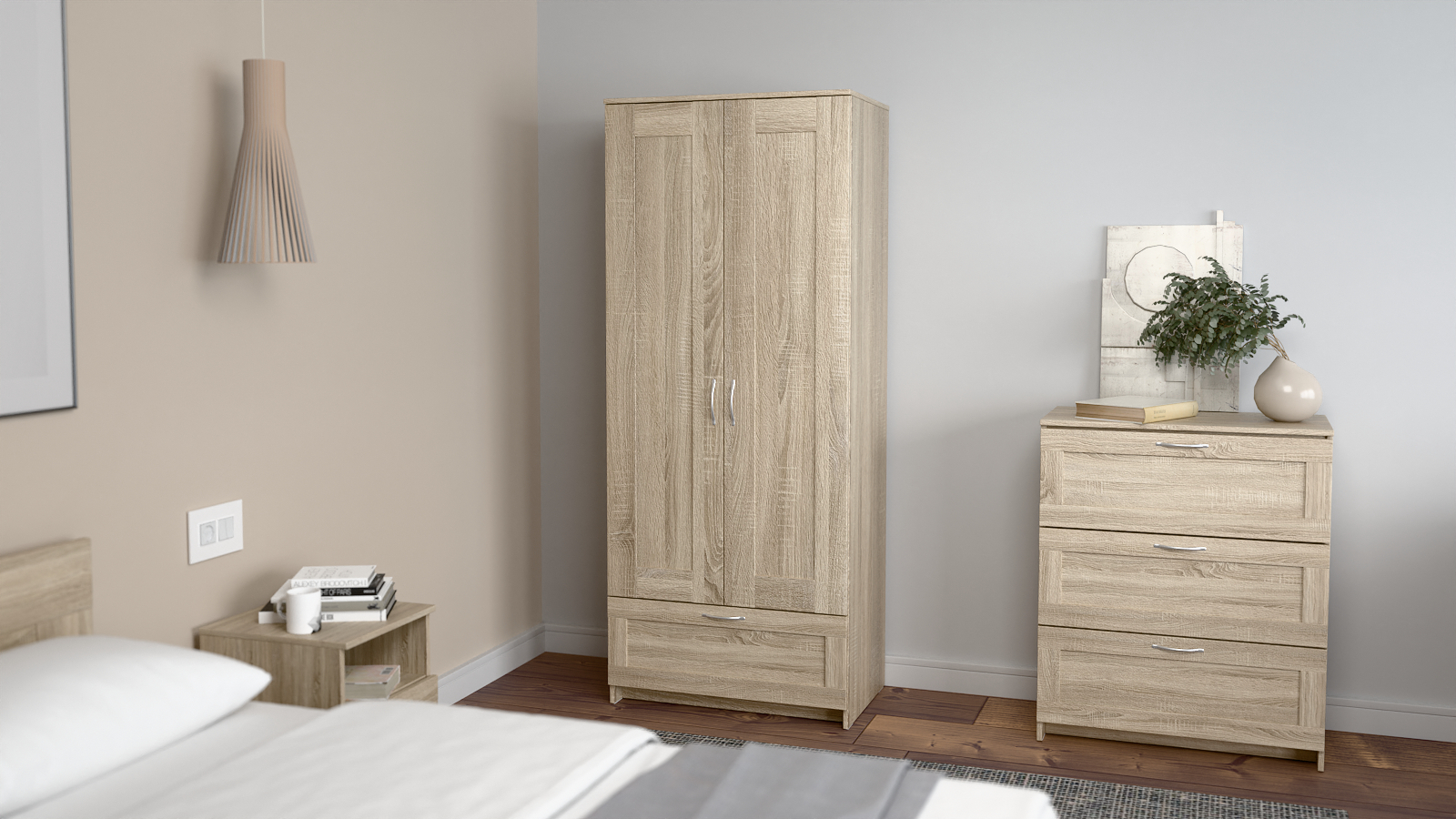 Шкаф двухдверный с ящиком Istra, цвет Сонома 50x78 — купить в Озерце