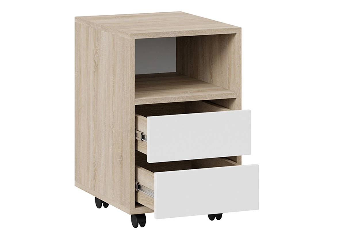 Тумба выкатная Тип 14 (Дуб Сонома/Белый Ясень) — Мебель-центр Озерцо