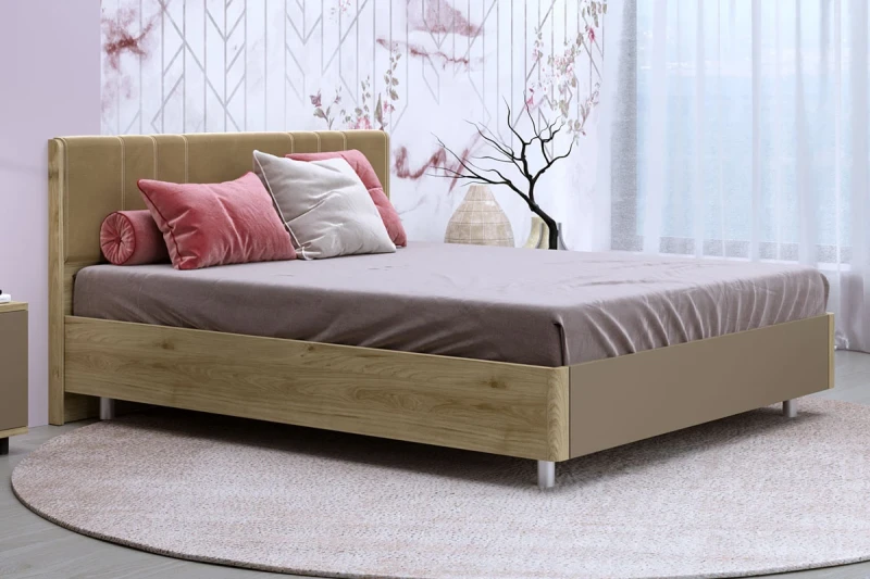 Кровать КР-5013-ГС-ЛМ 160х200 (Гикори Джексон Светлый/Латте Матовый) - купить в Озерце