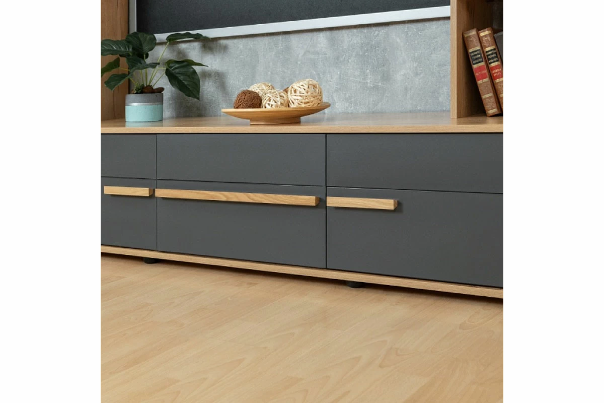 Тумба ТВ Crown 3 (Дуб Золотистый/Графит) — Мебель-центр Озерцо