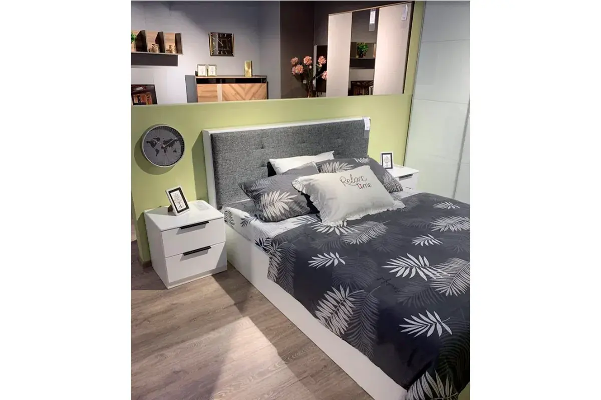 Кровать с ПМ Тесса 160х200 (Белый Жемчуг/Рогожка серая) - купить в Озерце