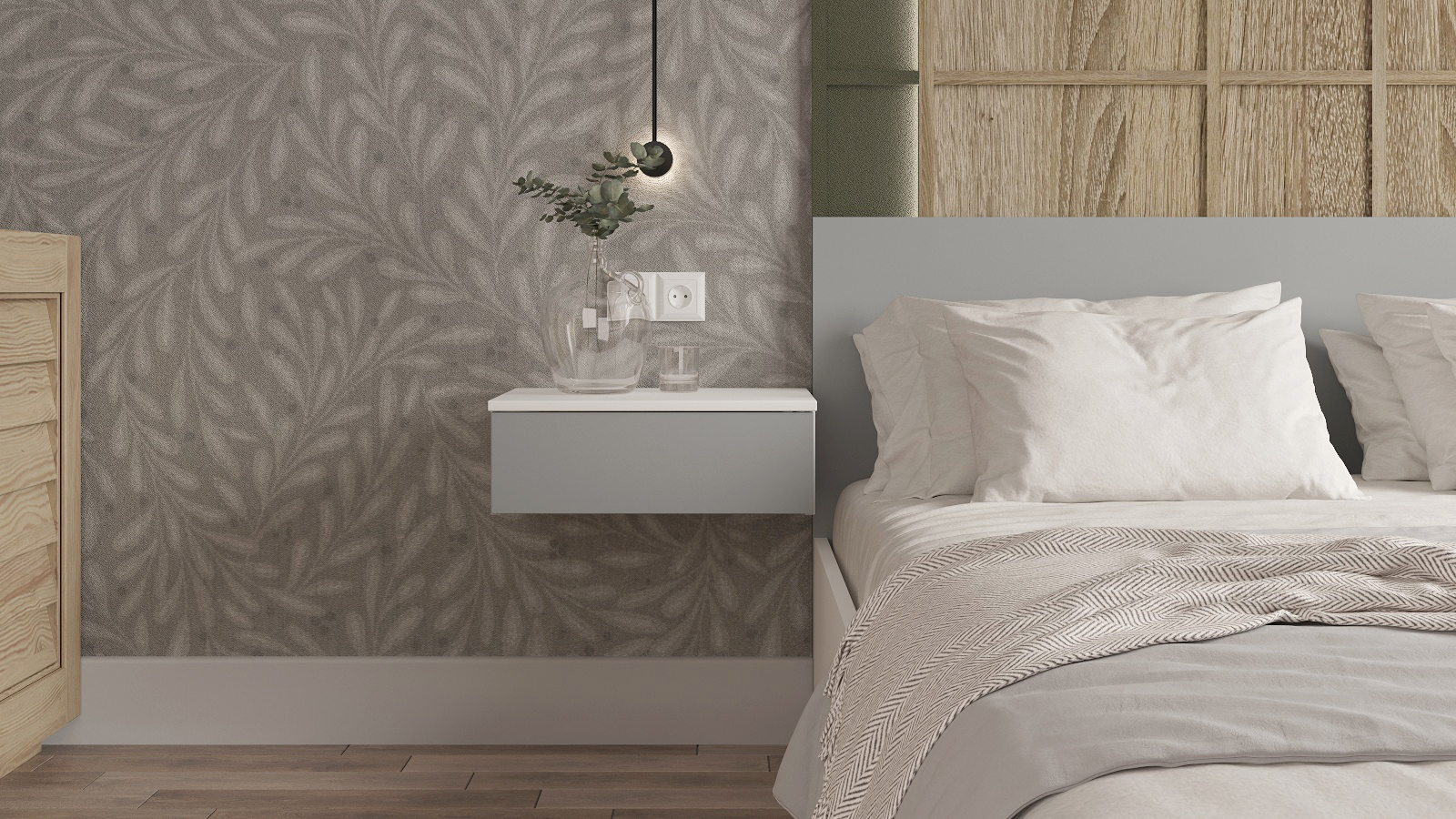 Комплект с подъемным механизмом Twills, цвет белый премиум+арктика серый, 180x200 + Тумба навесная Twills, цвет белый премиум+арктика серый - купить в Озерце