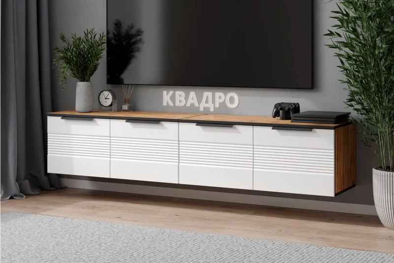 Тумба ТВ Квадро №13 (Дуб вотан / Тальк) — Мебель-центр Озерцо