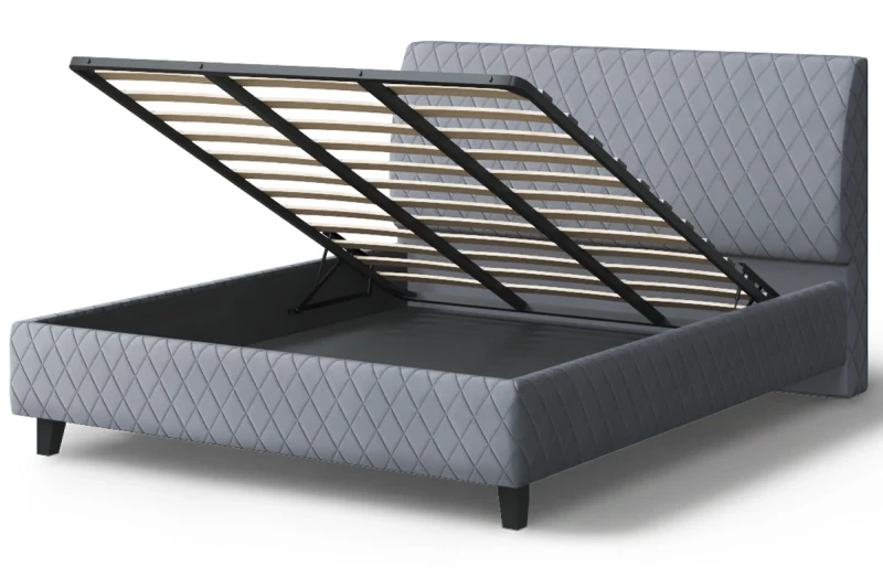 Кровать на опоре Хилтон с ПМ и бельев. ящ 180х200 (Нео 25/Серый) - купить в Озерце
