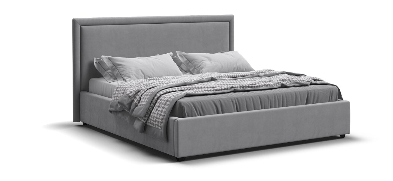 Фрея Кровать+ПМ 160*200 Велюр Монолит сталь - купить в Озерце