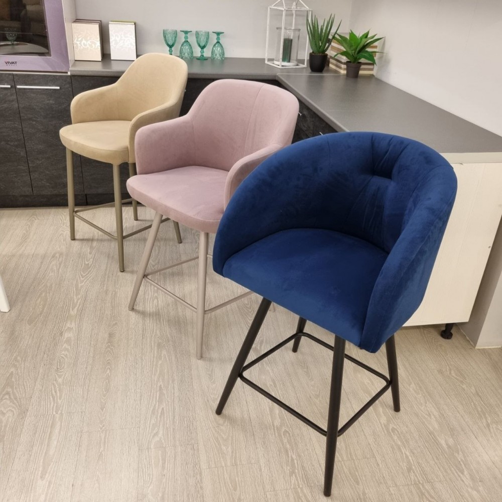 Стул полубарный КРИСТИНА Th/AL поворотный муар черный/3VELU26 - купить в Озерце