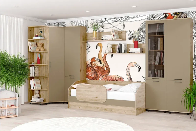 Детская Грейс композиция 4 (Гикори Джексон Светлый/Латте Матовый) — Мебель-центр Озерцо