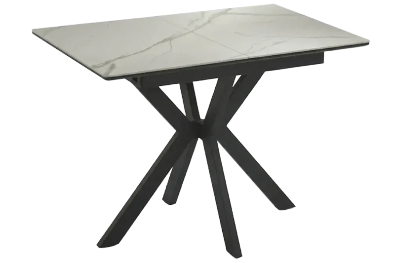 Стол обеденный Комильфо Мини (Керамика YB9020023B Matte Белый мрамор / МДФ черный кварц / Черный) - купить в Озерце