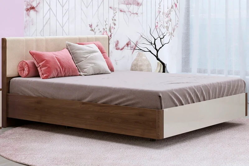 Кровать КР-5013-ГТ-КГ-В 160х200 (Гикори Джексон Темный/Кашемир Глянцевый/Велюр) - купить в Озерце