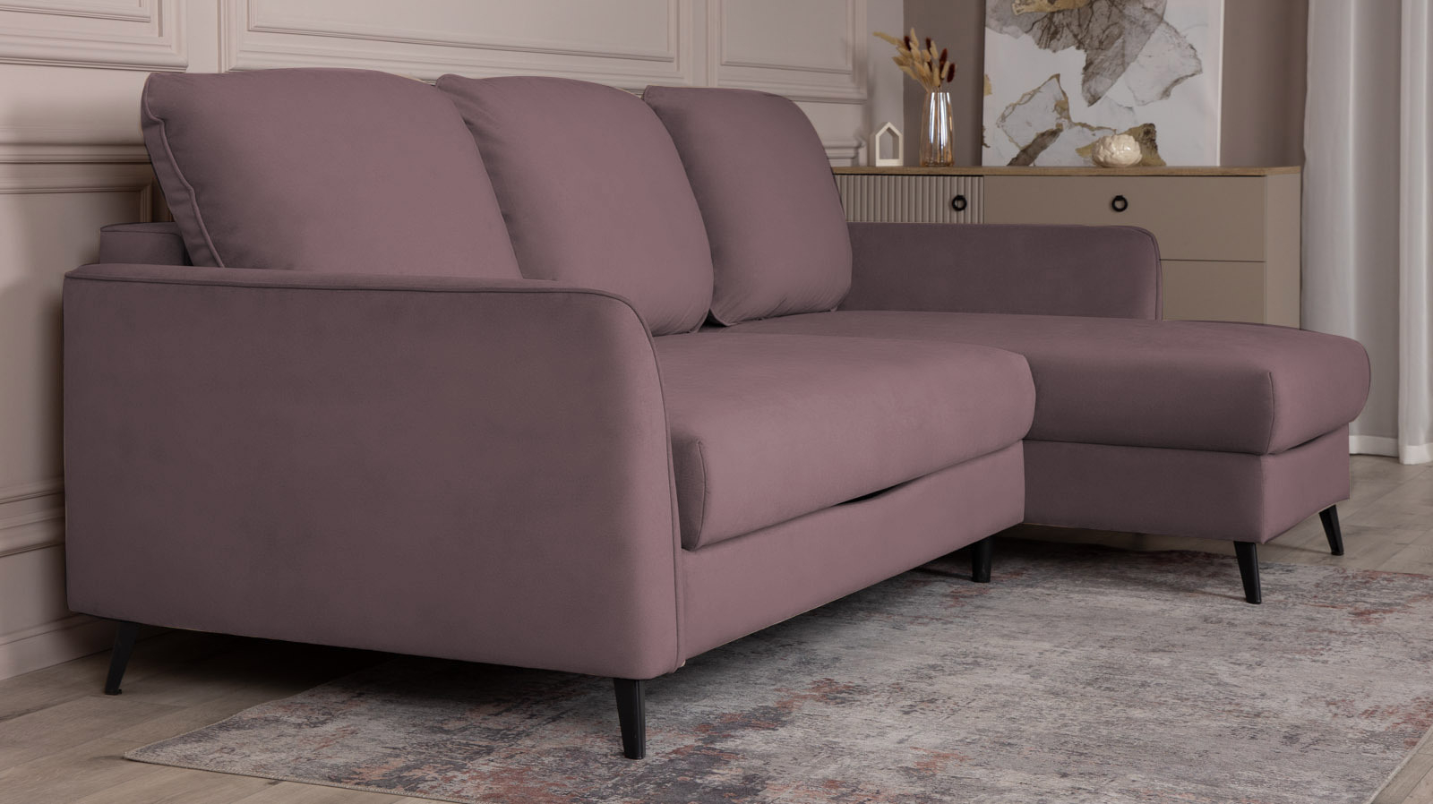 Диван -кровать угловой Laguna, Тк. Casanova Lilac 159x245 — купить в Озерце