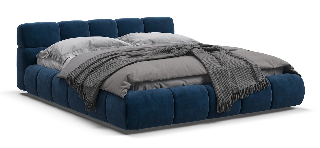 Босс Дрим Кровать+ПМ 160*200 Велюр Монолит синий - купить в Озерце