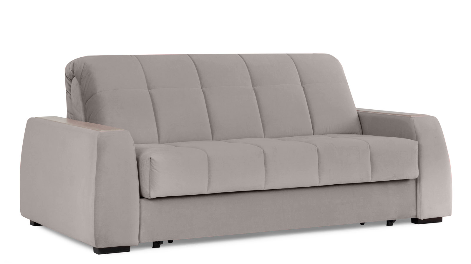 Диван - кровать Domo Pro с накладкой цвета ясень, стежка квадрат, ткань Casanova Grey 160x216 — в мебель-центре Озерцо