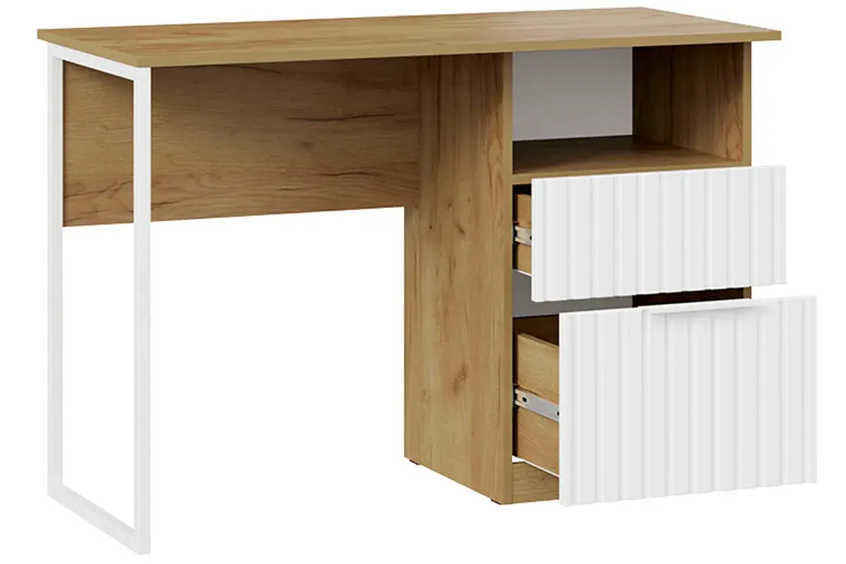 Стол письменный Хилтон Тип 1 (Дуб Крафт Золотой/Белый матовый) — Мебель-центр Озерцо