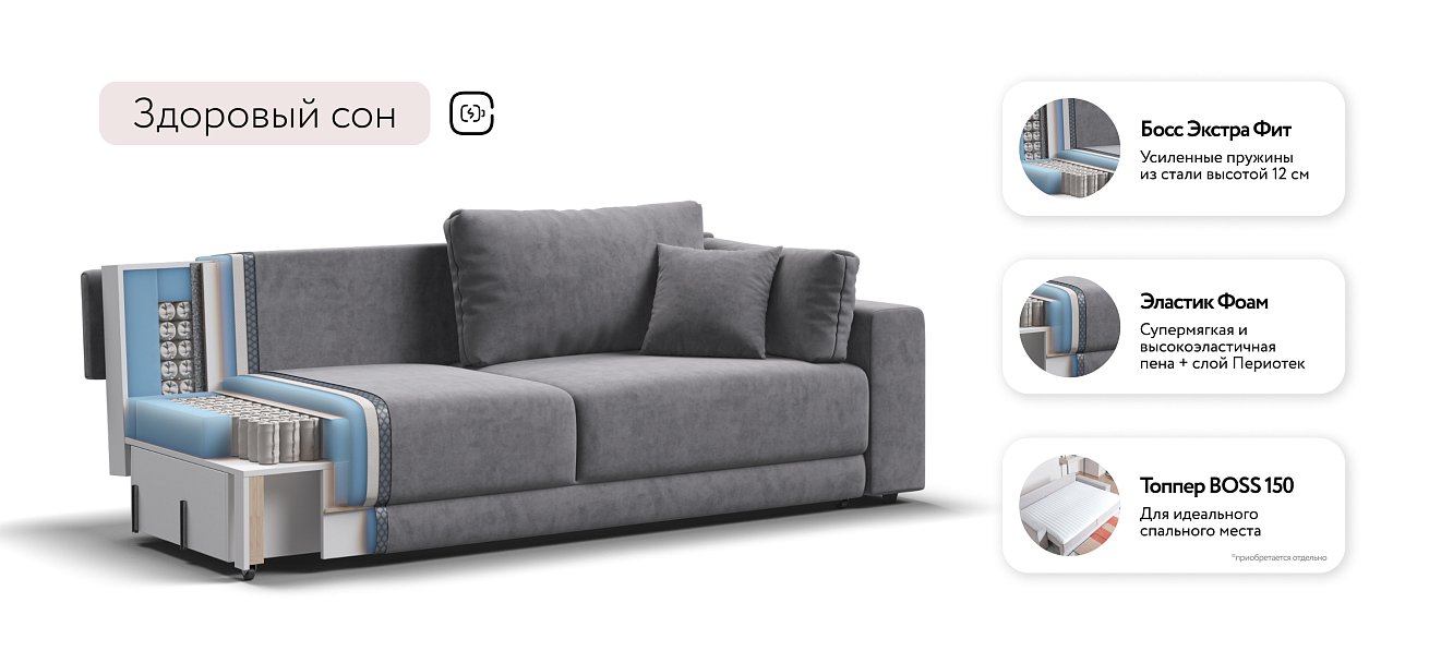 Босс Прайм диван Велюр Роял агат — купить в Озерце