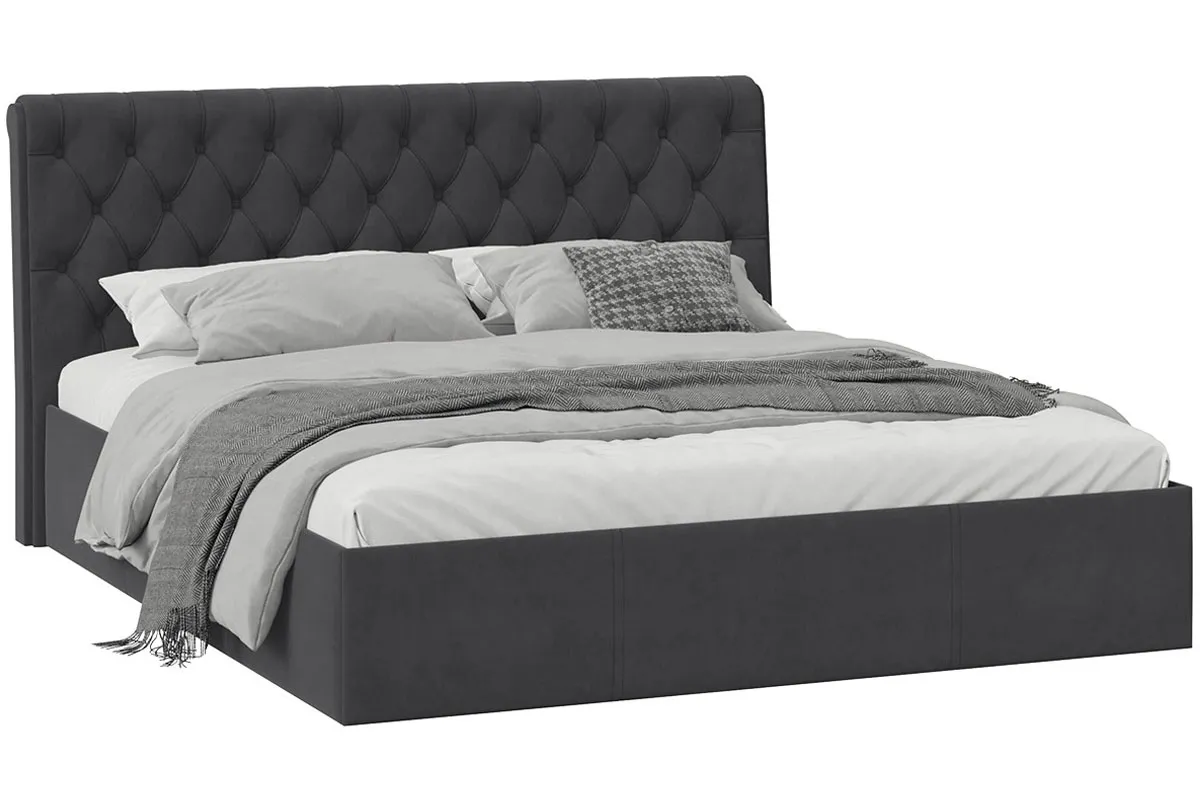 Кровать двойная Скарлет универсальная 180х200 с ПМ Тип 1 (Велюр/Графит) - купить в Озерце