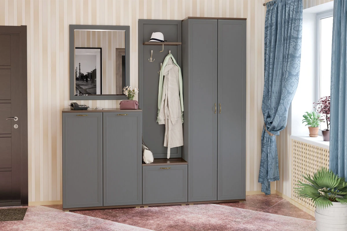 Тумба ТБ-1001-ГТ-СО (Гикори Джексон Темный/Серый Оникс) — Мебель-центр Озерцо