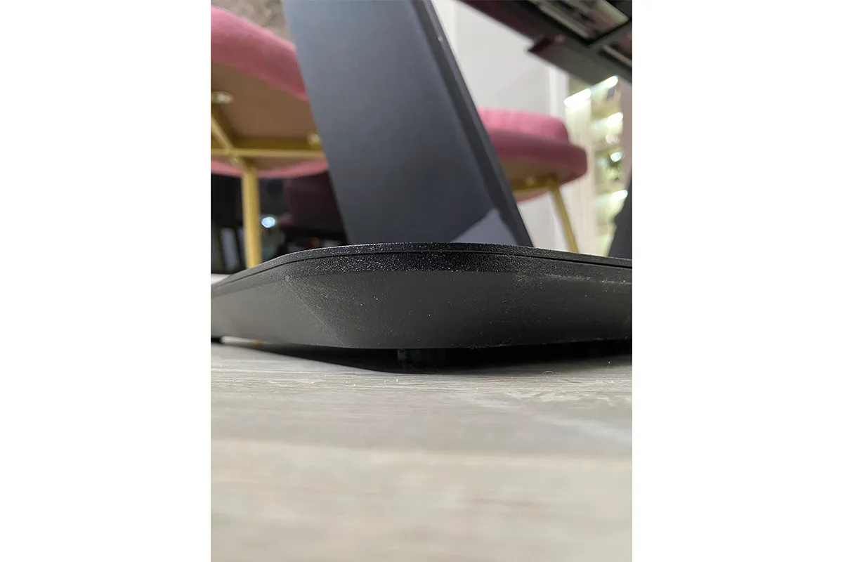 Стол обеденный Луи 1200(1600) (Стекло Оптивайт с фотопечатью Обсидан / МДФ черная шагрень / Металл черный) - купить в Озерце