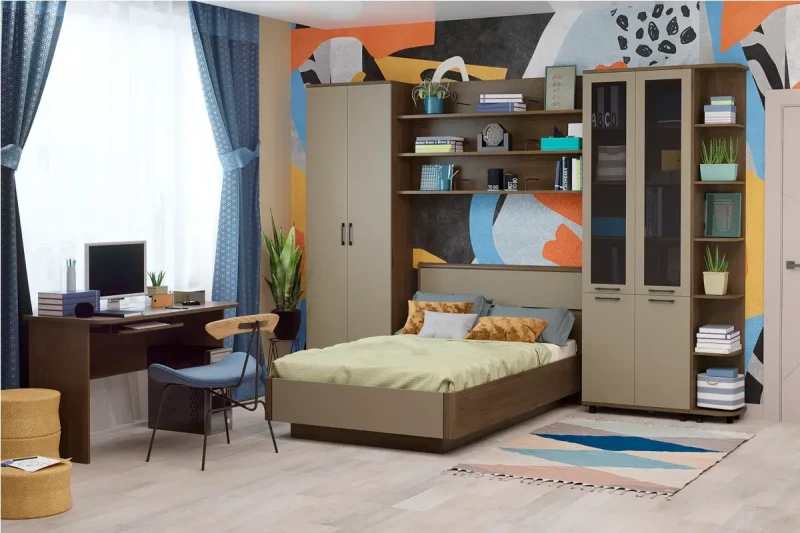 Детская Грейс композиция 5 (Гикори Джексон Темный/Латте Матовый) — Мебель-центр Озерцо