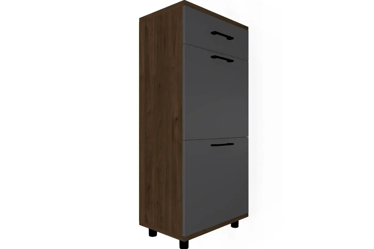 Прихожая Грейс комплект 8 (Гикори Джексон Темный/Антрацит Матовый) — Мебель-центр Озерцо