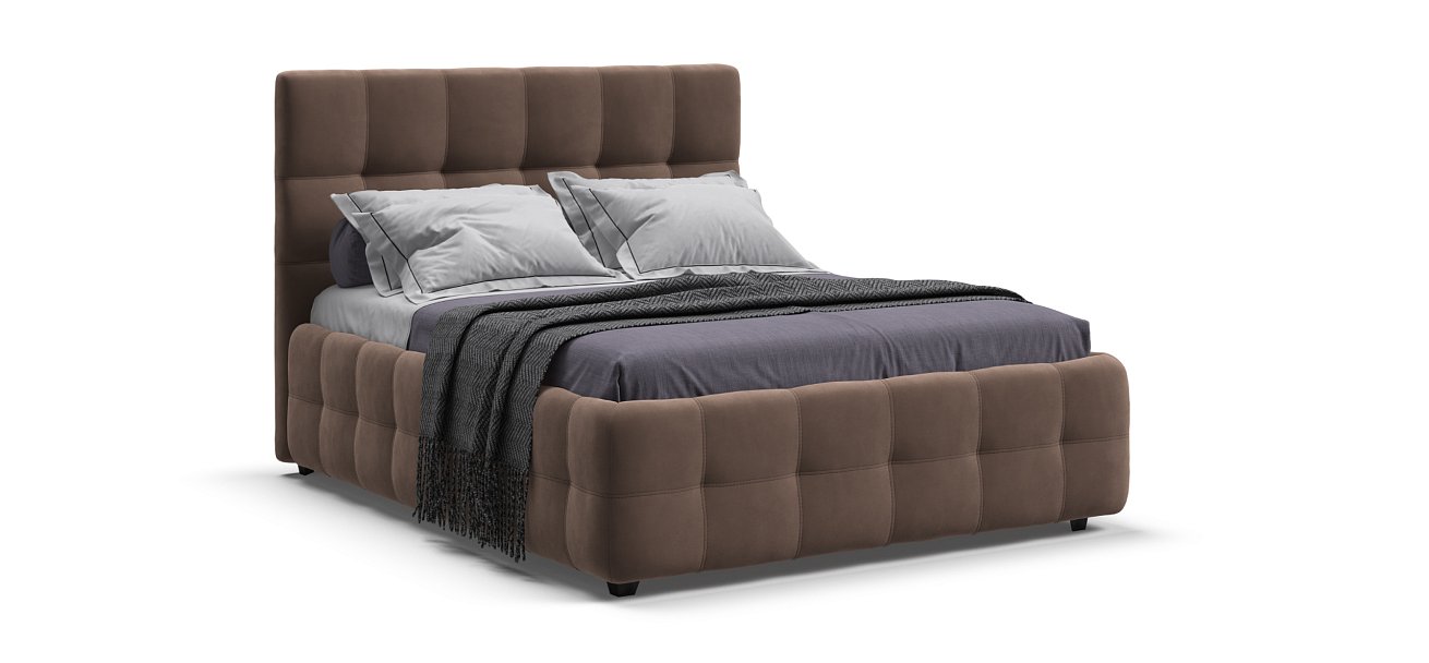 Босс Кровать+ПМ 140*200 Велюр Монолит мокко - купить в Озерце