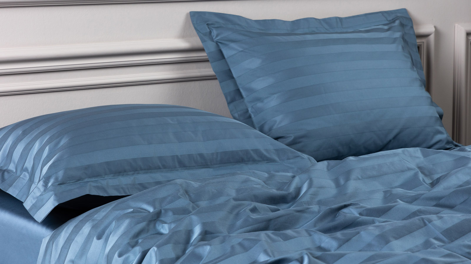 Постельное белье Askona Comfort Stripe 2.0 (евро), цвет: Синий лед 200x220, без простыни в мебель-центре Озерцо