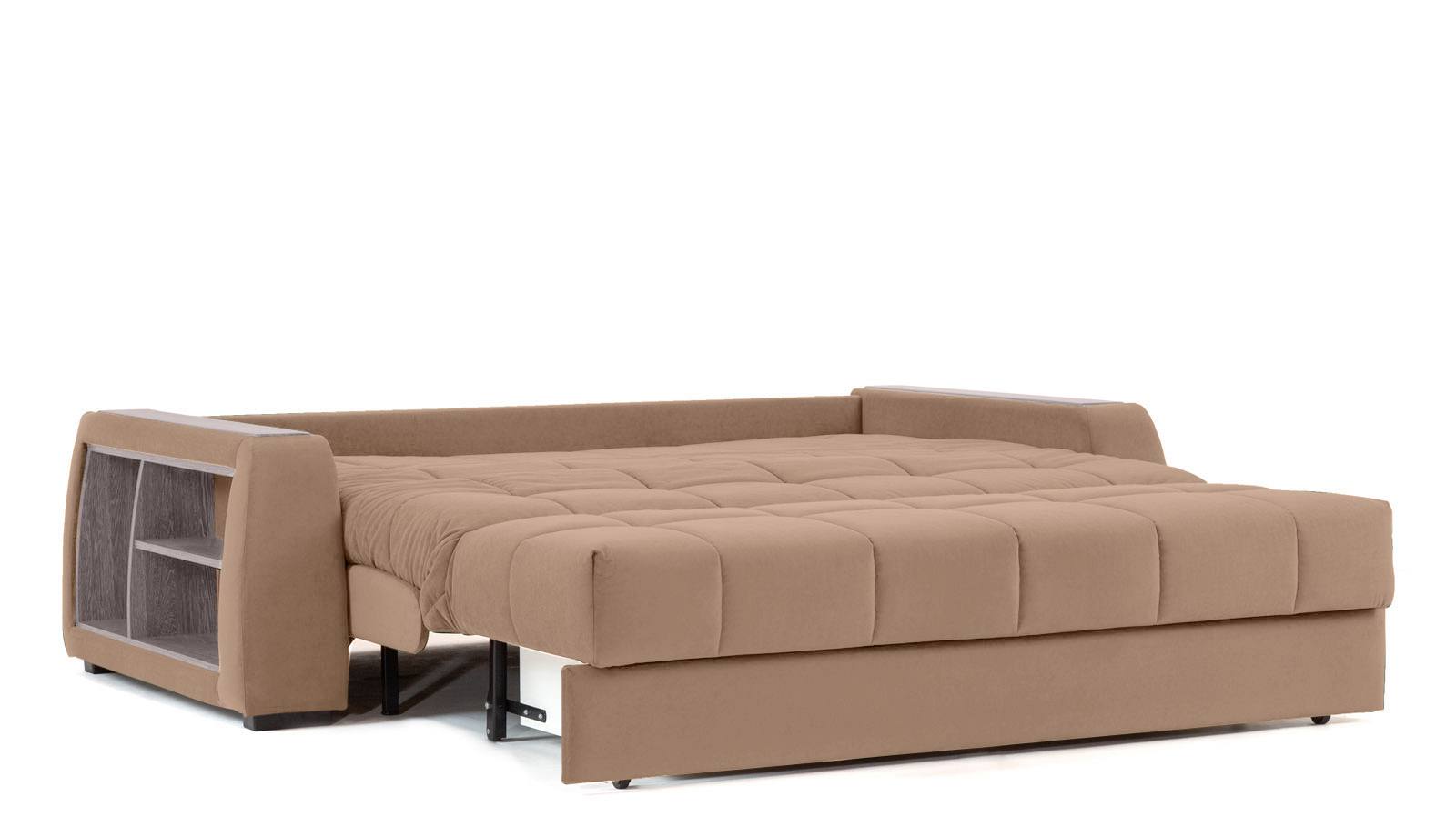 Диван - кровать Domo Pro с полками цвета ясень, стежка квадрат, ткань Casanova Stone 160x216 — в мебель-центре Озерцо