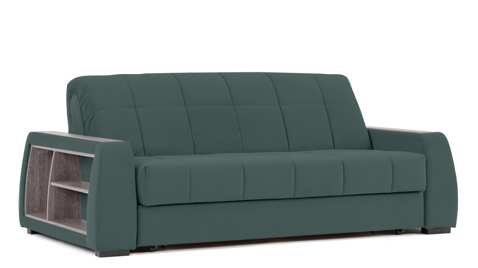 Диван - кровать Domo Pro с полками цвета ясень, стежка квадрат, ткань Casanova Seawave 180x216 — в мебель-центре Озерцо