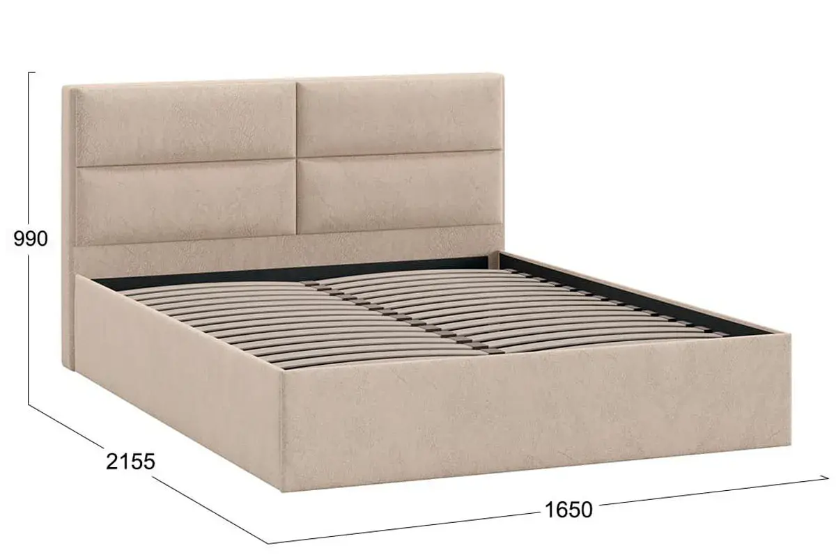 Кровать универсальная Глосс Тип 1 без ПМ 160х200 (Микровелюр/Wellmart Dark Beige) - купить в Озерце