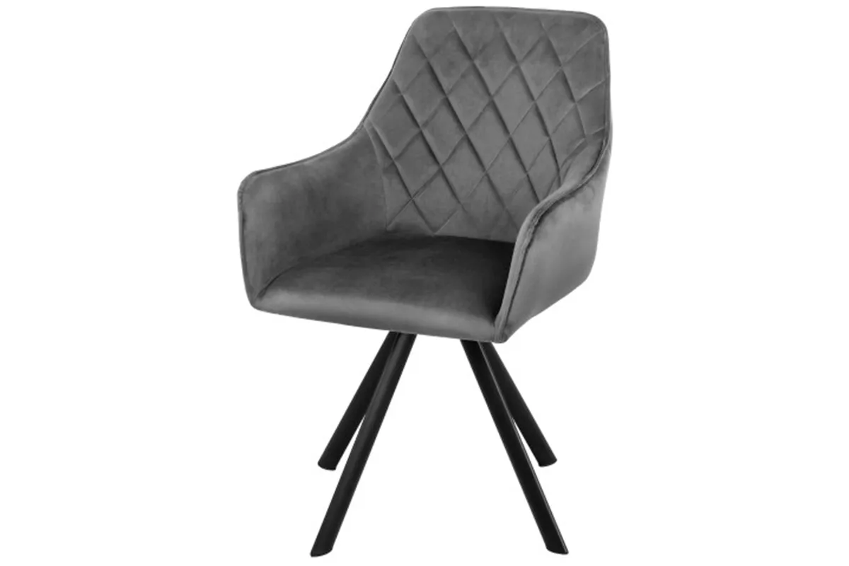 Стул поворотный Бостон Стиль (Муар черный/Велюр Velluto 18/Серый) СРП-456 - купить в Озерце