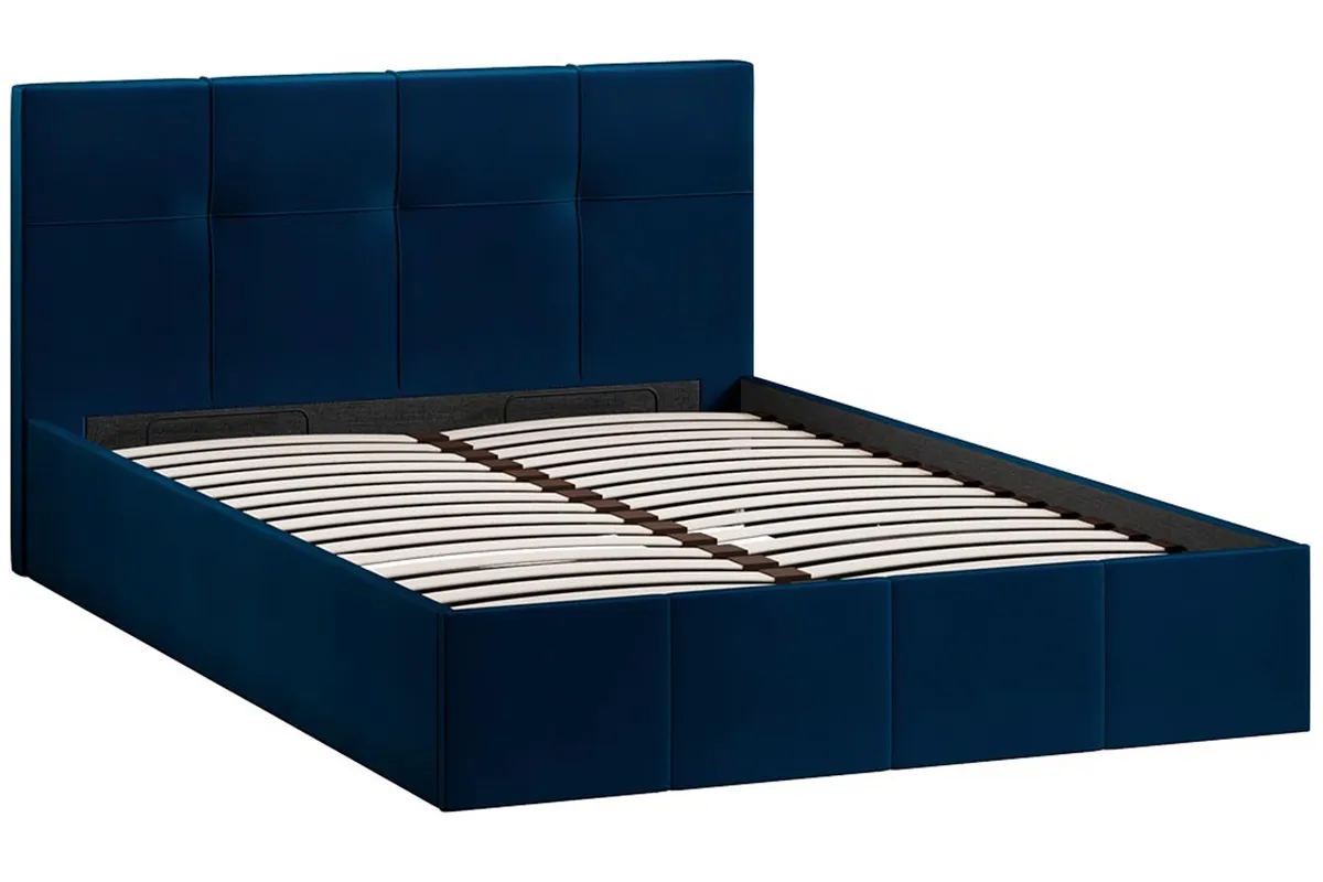 Кровать Лора с ПМ и заглушиной 140х200 (Велюр/Confetti Blue) - купить в Озерце