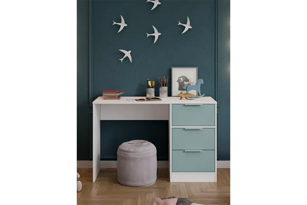 Стол письменный Марли Тип 1 (Белый/Серо-голубой) — Мебель-центр Озерцо