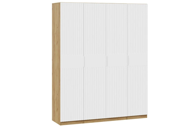 Шкаф комбинированный Хилтон с 4-мя  дверями (Дуб Крафт золотой/Белый матовый) в мебель-центре Озерцо