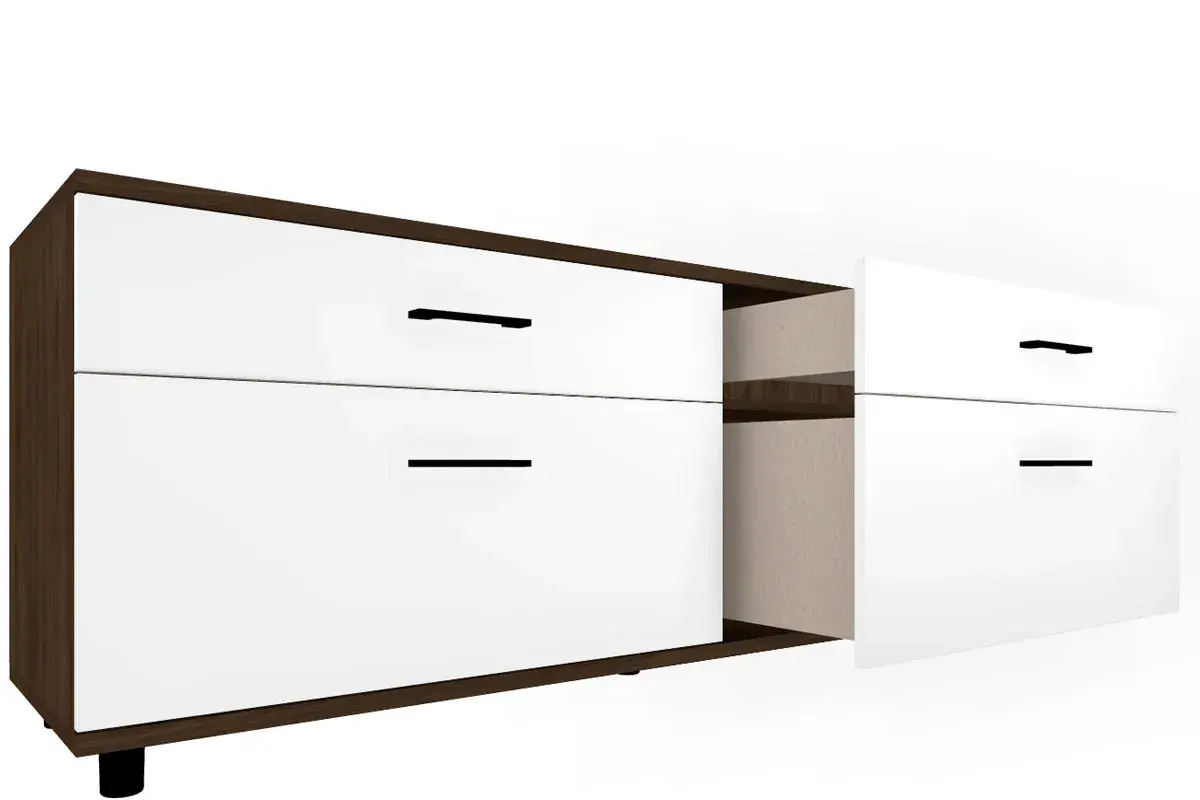 Тумба ТБ-5028-ГТ-БГ (Гикори Джексон Темный/Белый Бриллиант Глянцевый) — Мебель-центр Озерцо