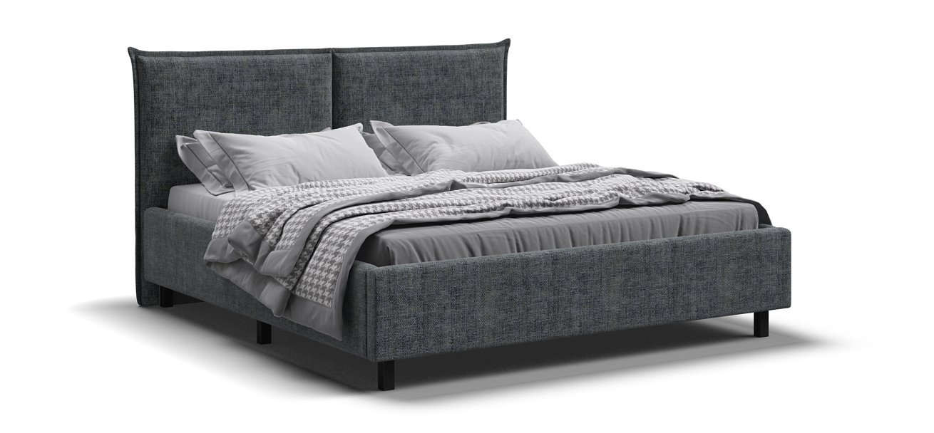 Кровать ЛЕО 160*200 Шенилл IQ серая - купить в Озерце